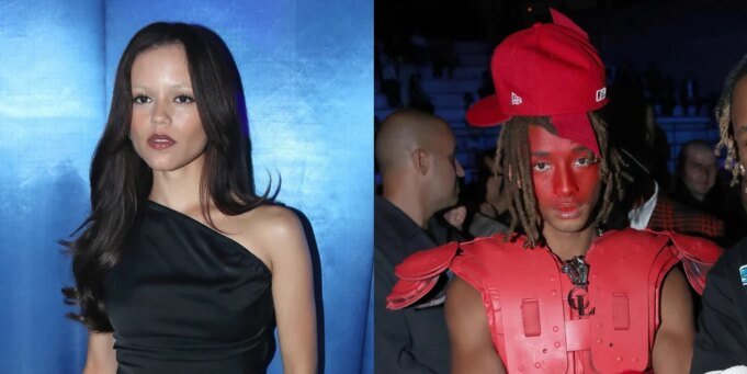 Jaden Smith usa tinta de rosto vermelho e vestido vermelho