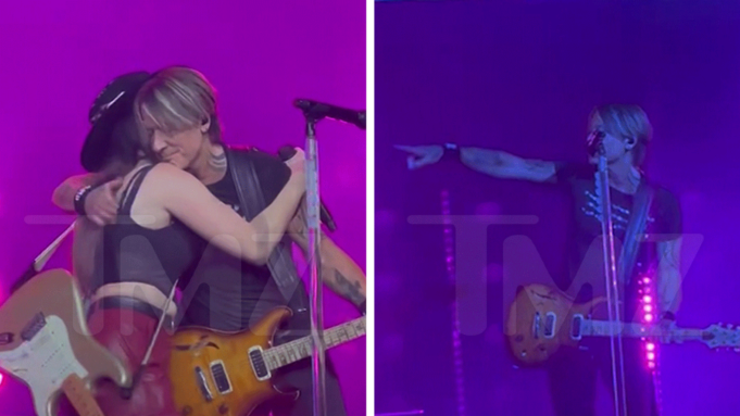 Maggie Tiger no palco Keith Urban Points durante a mudança